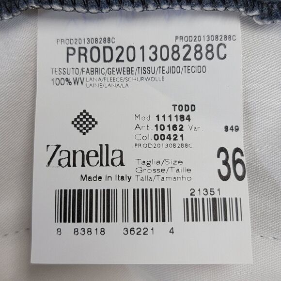 Zanella Todd Super 120s Vitale Barberis Wool Italy Size 36 Blue Dress Pants Mens - Picture 11 of 16